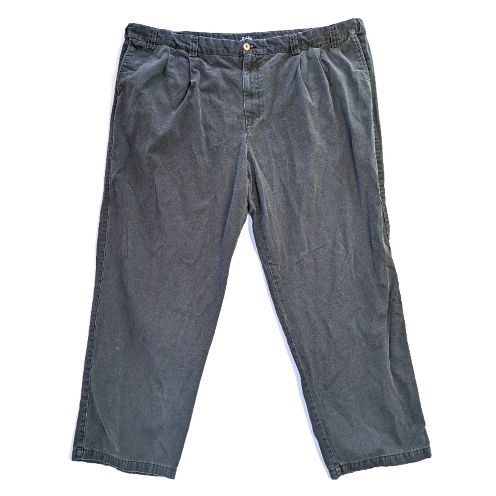 Harbor Bay Mens 54x32 Pleated Chino Pants Charcoal Gray Cotton Casual Trousers